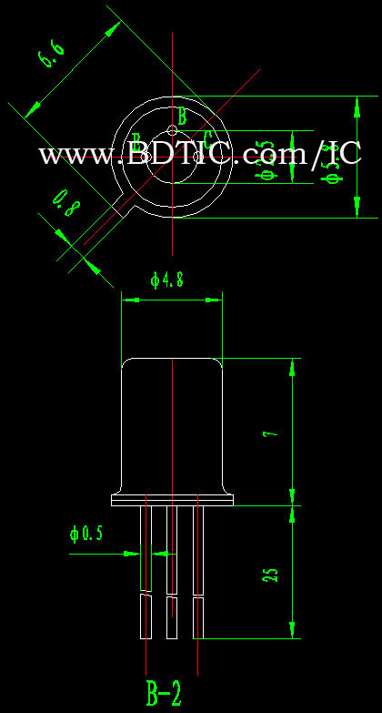 2N2907A 型晶体管封装尺寸图