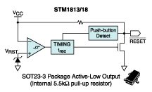 STM1813/18 SOT23-3 package Active-Low Output, with Internal Pull-up Resistor